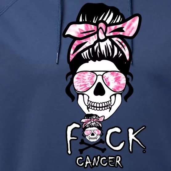 FCK Cancer Skeleton Skull Pink Performance Fleece Hoodie