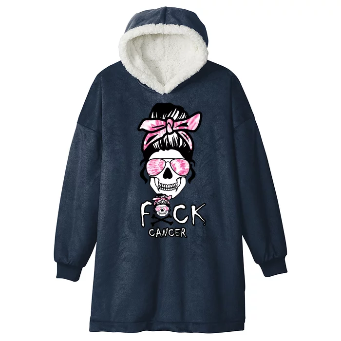 FCK Cancer Skeleton Skull Pink Hooded Wearable Blanket