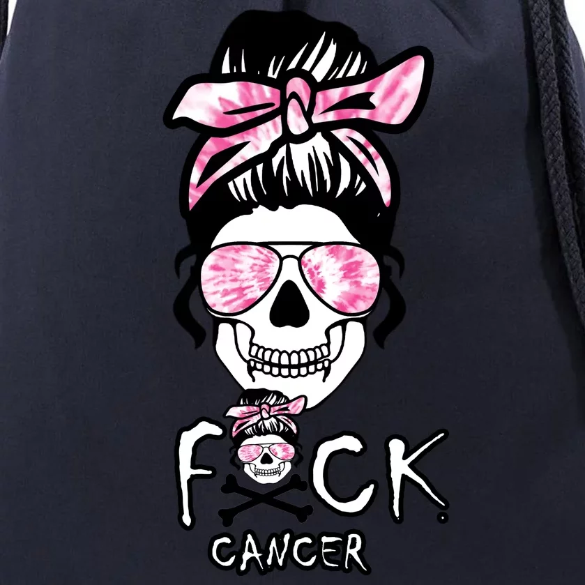 FCK Cancer Skeleton Skull Pink Drawstring Bag