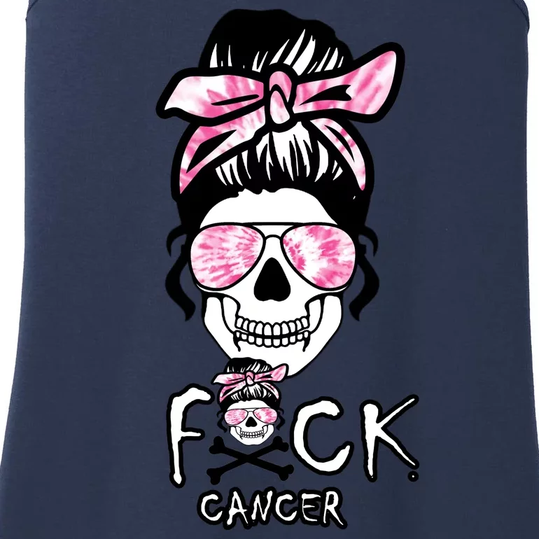 FCK Cancer Skeleton Skull Pink Ladies Essential Tank