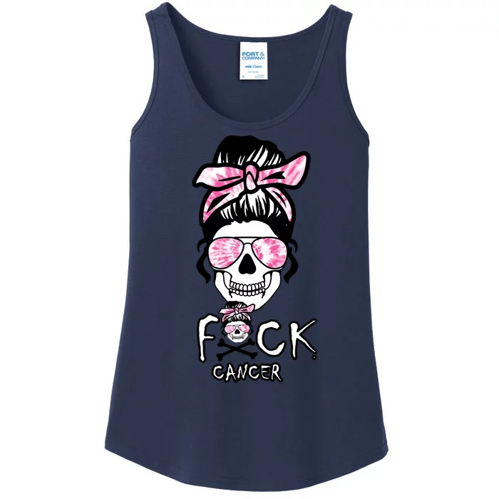 FCK Cancer Skeleton Skull Pink Ladies Essential Tank