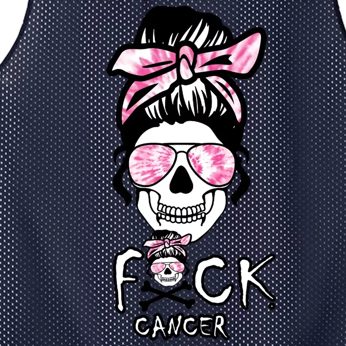 FCK Cancer Skeleton Skull Pink Mesh Reversible Basketball Jersey Tank