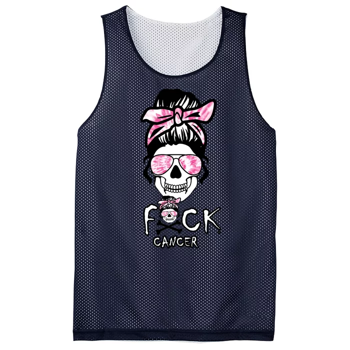 FCK Cancer Skeleton Skull Pink Mesh Reversible Basketball Jersey Tank