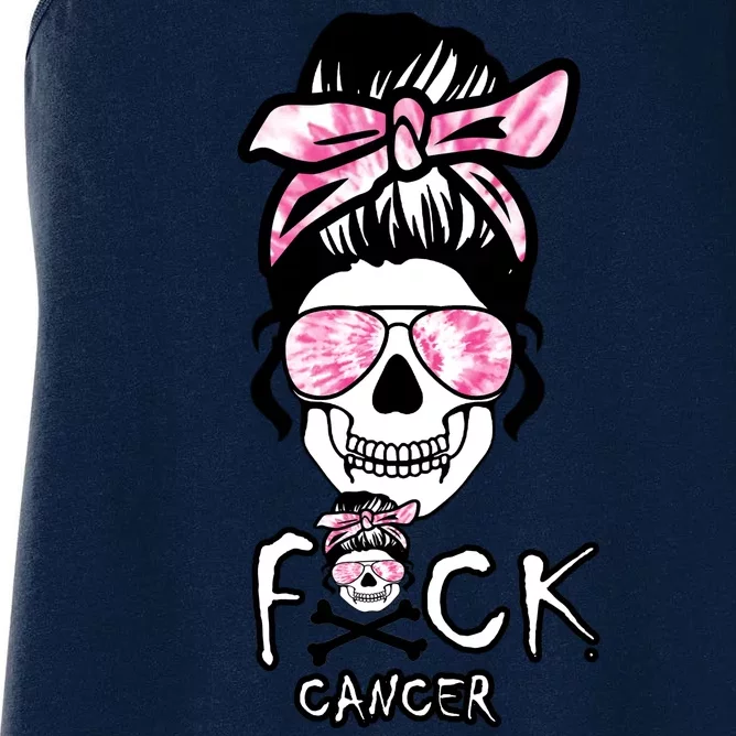 FCK Cancer Skeleton Skull Pink Women's Racerback Tank