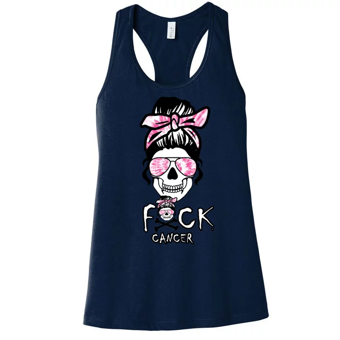 FCK Cancer Skeleton Skull Pink Women's Racerback Tank