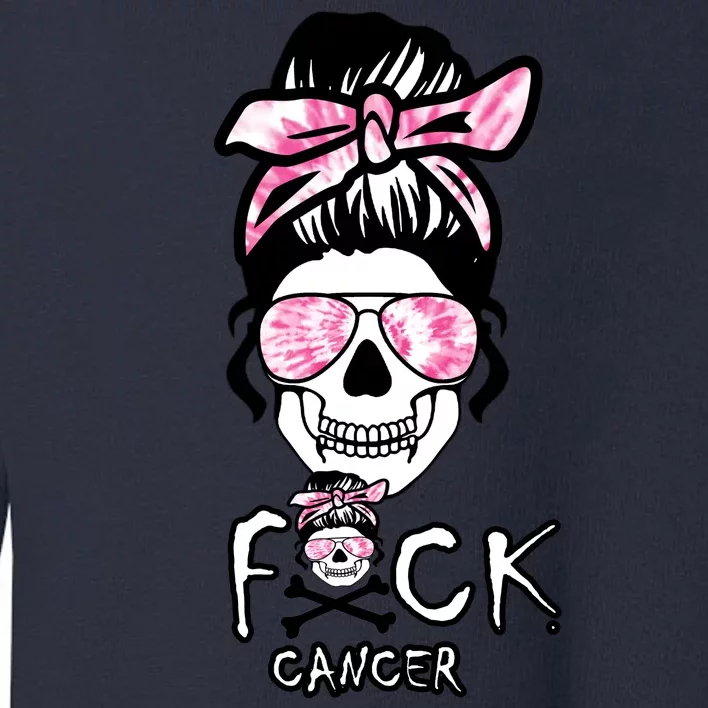 FCK Cancer Skeleton Skull Pink Toddler Sweatshirt