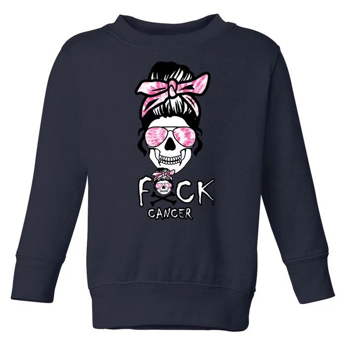 FCK Cancer Skeleton Skull Pink Toddler Sweatshirt