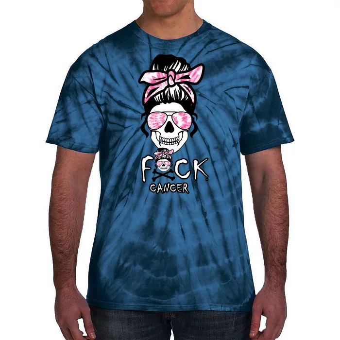 FCK Cancer Skeleton Skull Pink Tie-Dye T-Shirt