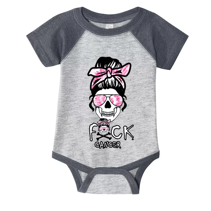 FCK Cancer Skeleton Skull Pink Infant Baby Jersey Bodysuit