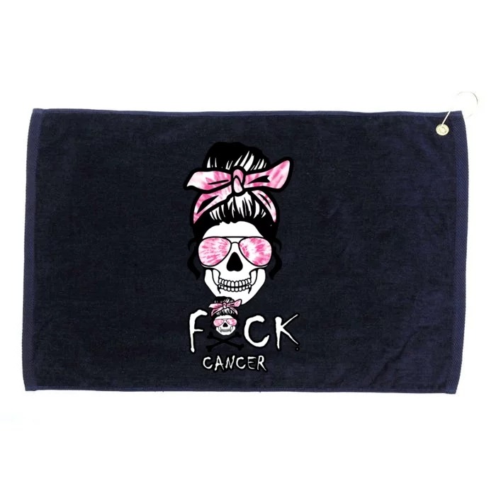 FCK Cancer Skeleton Skull Pink Grommeted Golf Towel