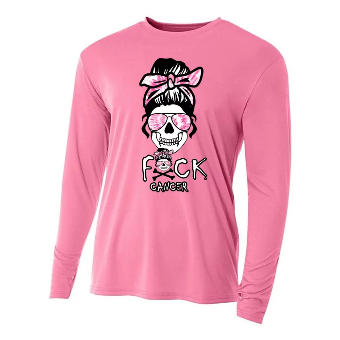 FCK Cancer Skeleton Skull Pink Cooling Performance Long Sleeve Crew