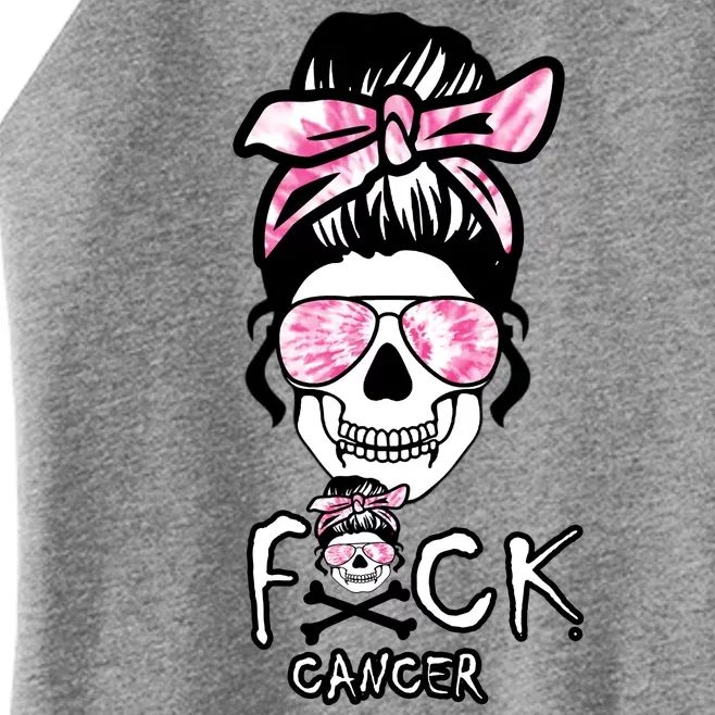 FCK Cancer Skeleton Skull Pink Women’s Perfect Tri Rocker Tank