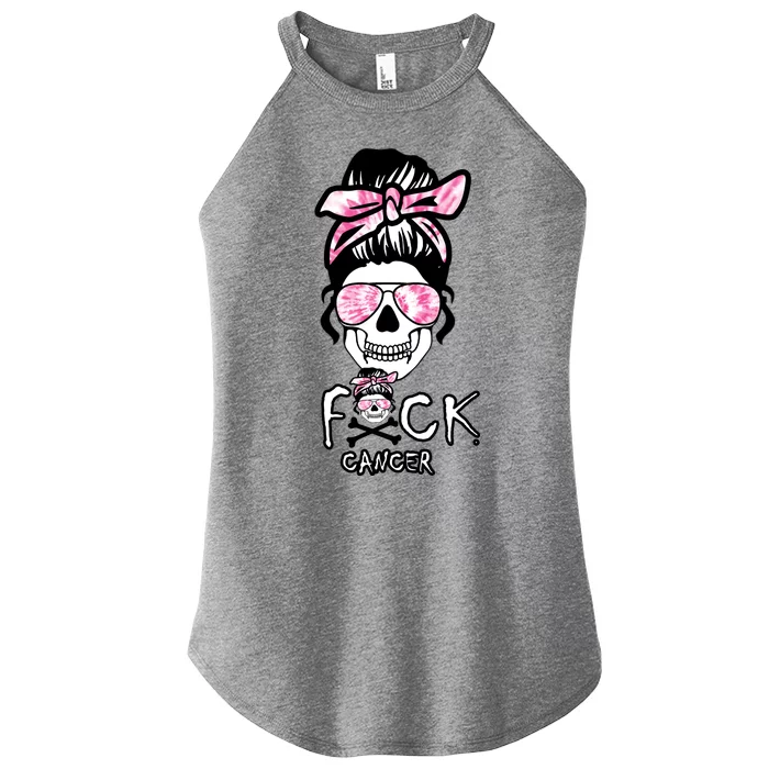 FCK Cancer Skeleton Skull Pink Women’s Perfect Tri Rocker Tank