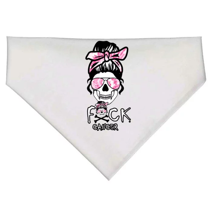 FCK Cancer Skeleton Skull Pink USA-Made Doggie Bandana