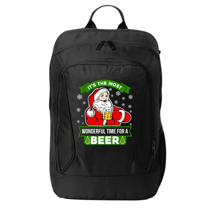 Funny Christmas Santa Claus Most Wonderful Time For A Beer Funny Gift City Backpack