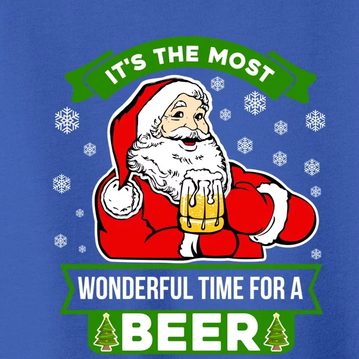 Funny Christmas Santa Claus Most Wonderful Time For A Beer Funny Gift Toddler T-Shirt