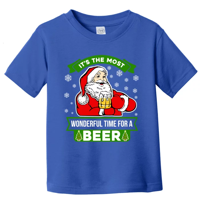 Funny Christmas Santa Claus Most Wonderful Time For A Beer Funny Gift Toddler T-Shirt