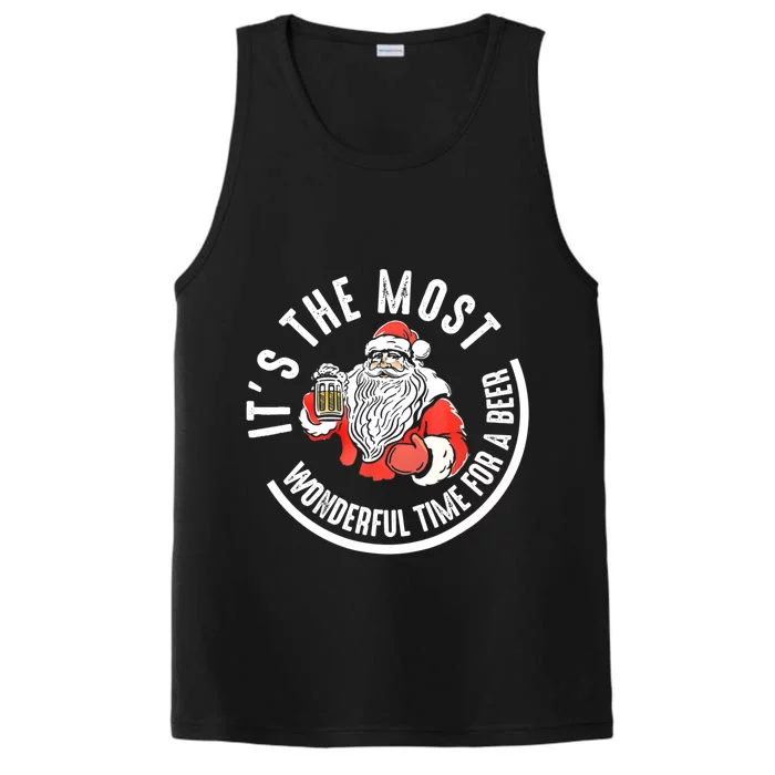 Funny Christmas Santa Claus Most Wonderful Time For A Beer Gift Performance Tank