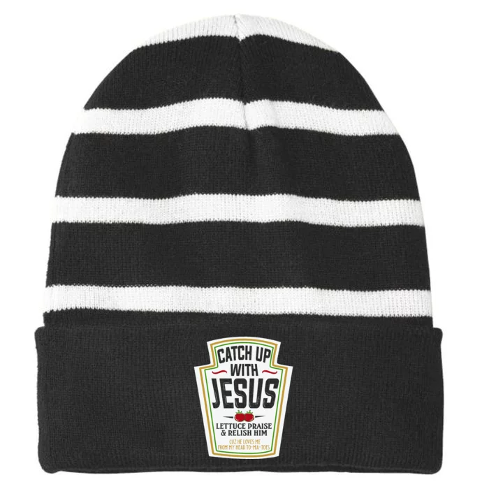 Funny Christian S Christian Gifts Catch Up With Jesus Striped Beanie with Solid Band