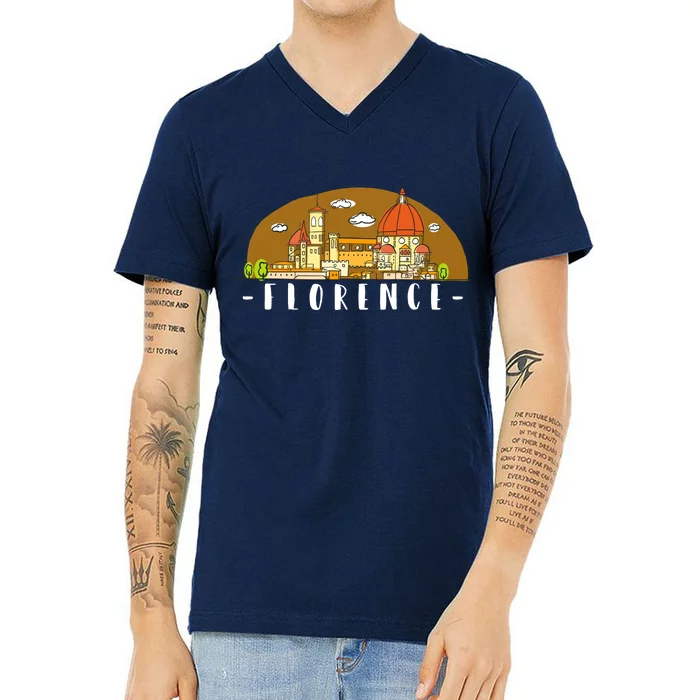 Florence Cartoon Style Illustration V-Neck T-Shirt