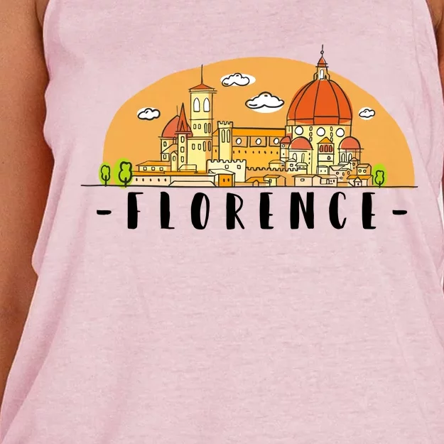 Florence Cartoon Style Illustration Women's Knotted Racerback Tank