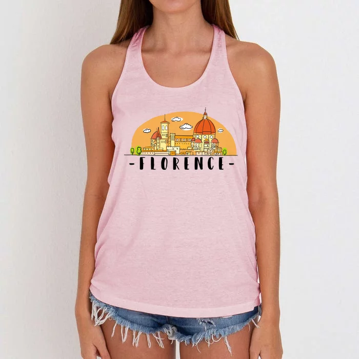 Florence Cartoon Style Illustration Women's Knotted Racerback Tank