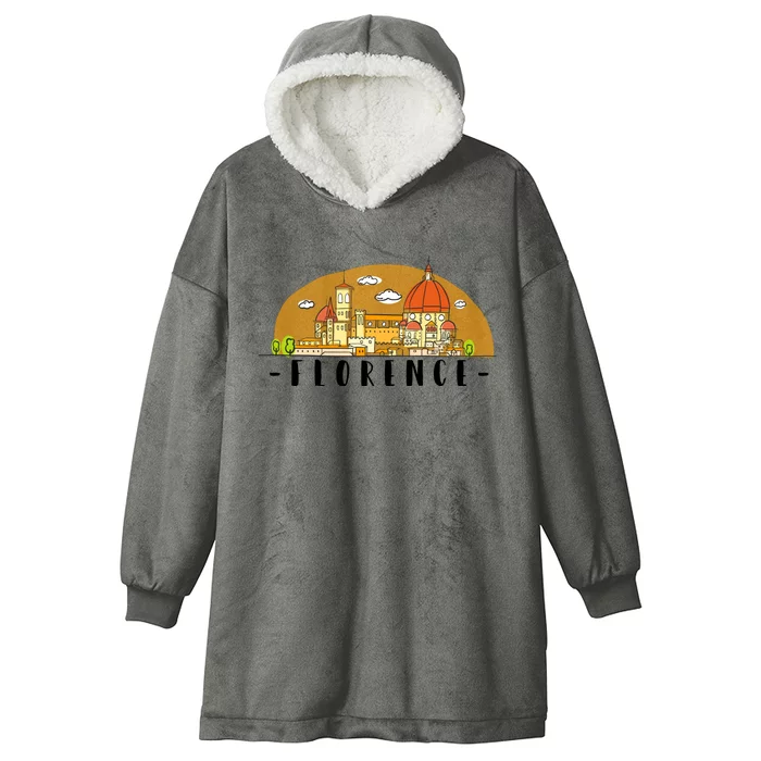 Florence Cartoon Style Illustration Hooded Wearable Blanket