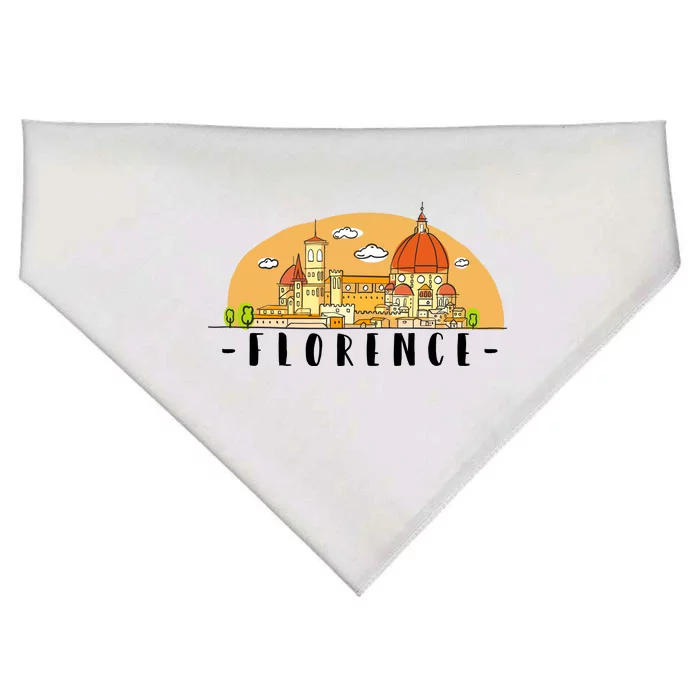 Florence Cartoon Style Illustration USA-Made Doggie Bandana