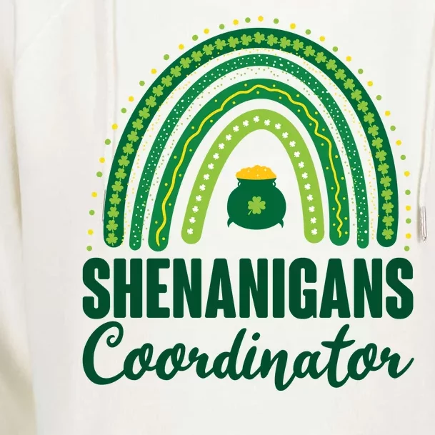 Funny Cute Shenanigans Coordinator Lucky Green Rainbow Pot Of Gold Womens Funnel Neck Pullover Hood