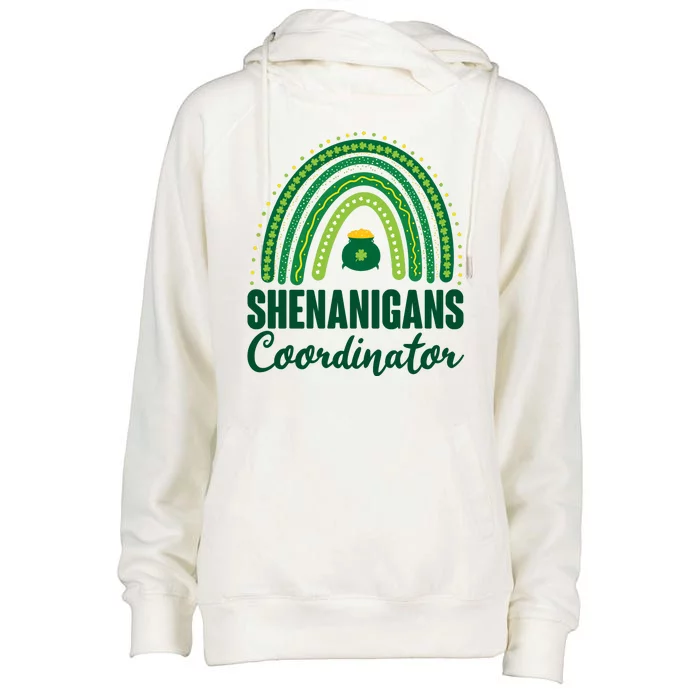 Funny Cute Shenanigans Coordinator Lucky Green Rainbow Pot Of Gold Womens Funnel Neck Pullover Hood