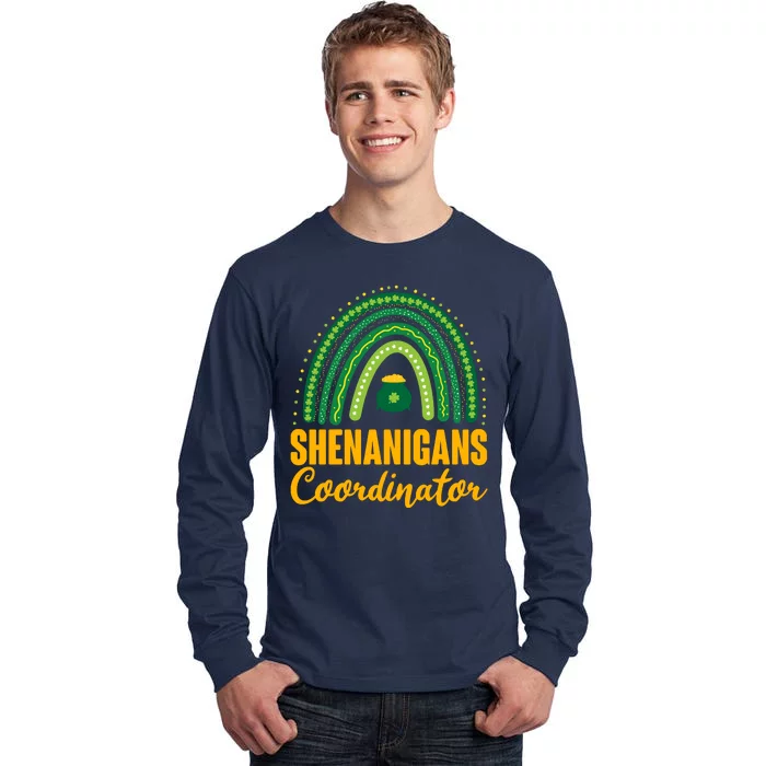 Funny Cute Shenanigans Coordinator Lucky Green Rainbow Pot Of Gold Tall Long Sleeve T-Shirt