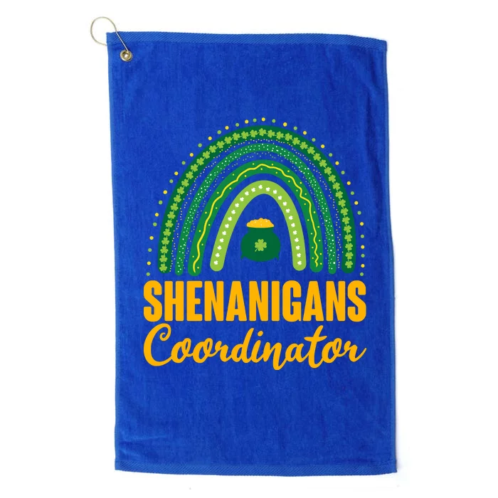 Funny Cute Shenanigans Coordinator Lucky Green Rainbow Pot Of Gold Platinum Collection Golf Towel