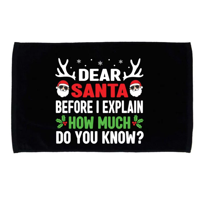 Funny Christmas Shirts Kids Adults Dear Santa I Can Explain Microfiber Hand Towel