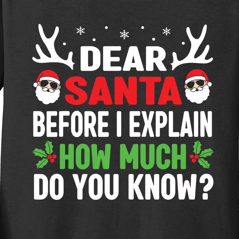 Funny Christmas Shirts Kids Adults Dear Santa I Can Explain Kids Long Sleeve Shirt