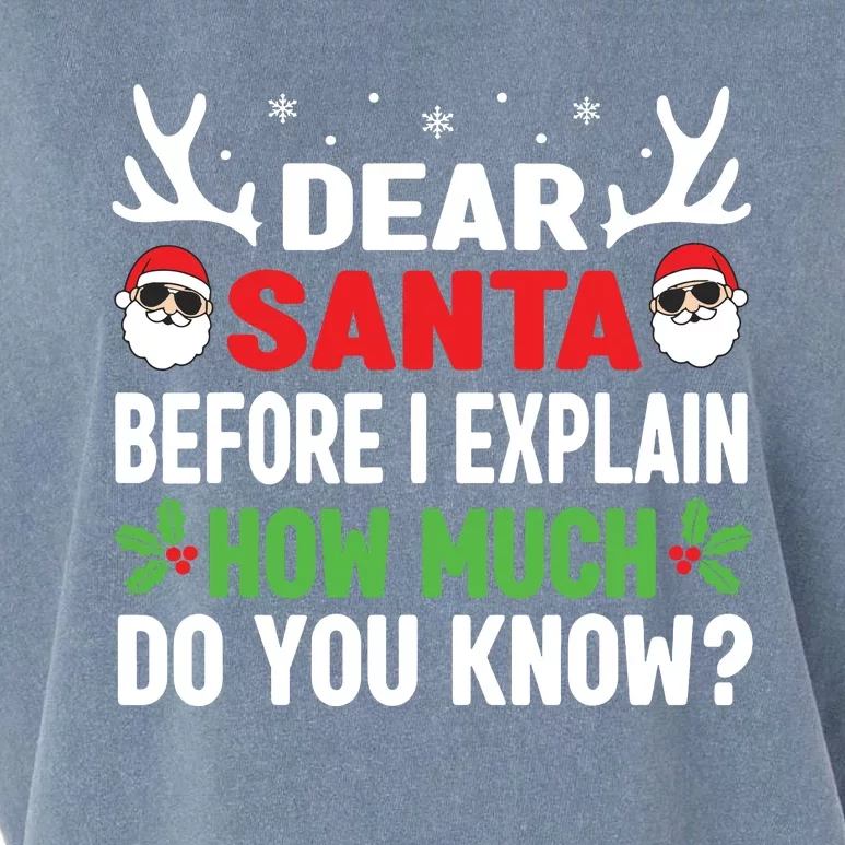 Funny Christmas Shirts Kids Adults Dear Santa I Can Explain Garment-Dyed Women's Muscle Tee