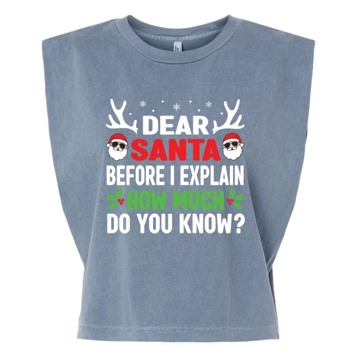 Funny Christmas Shirts Kids Adults Dear Santa I Can Explain Garment-Dyed Women's Muscle Tee