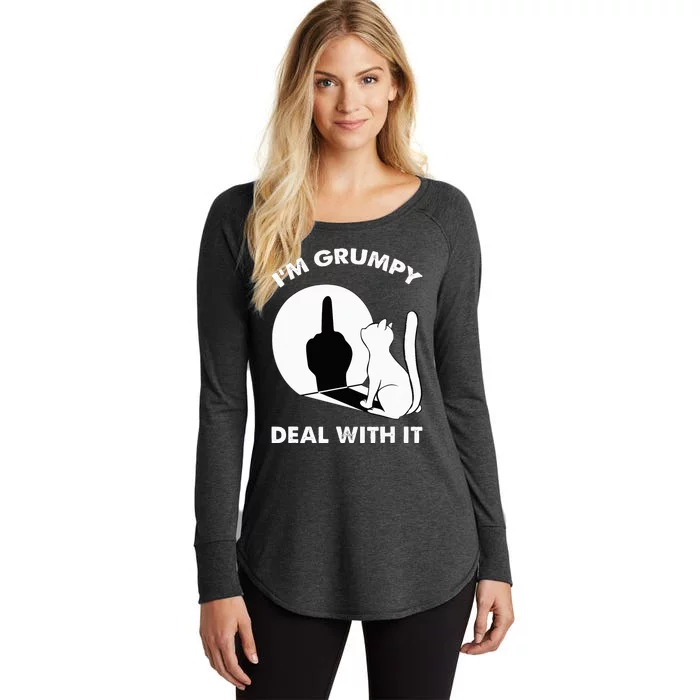 Funny Cat Shadow I'm Grumpy Deal With It Women's Perfect Tri Tunic Long Sleeve Shirt