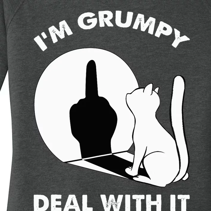 Funny Cat Shadow I'm Grumpy Deal With It Women's Perfect Tri Tunic Long Sleeve Shirt