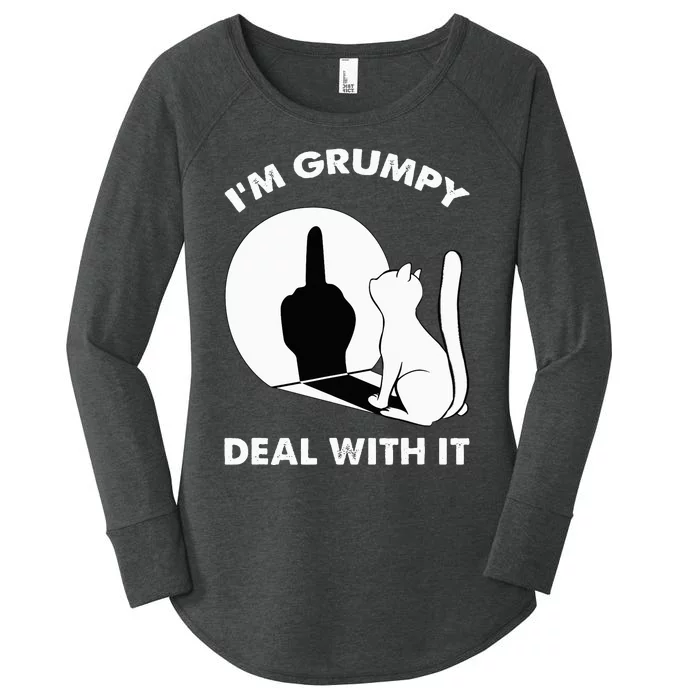 Funny Cat Shadow I'm Grumpy Deal With It Women's Perfect Tri Tunic Long Sleeve Shirt