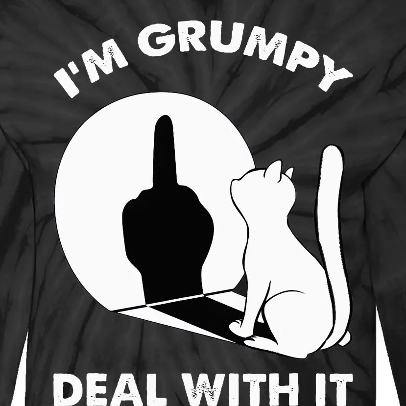 Funny Cat Shadow I'm Grumpy Deal With It Tie-Dye Long Sleeve Shirt