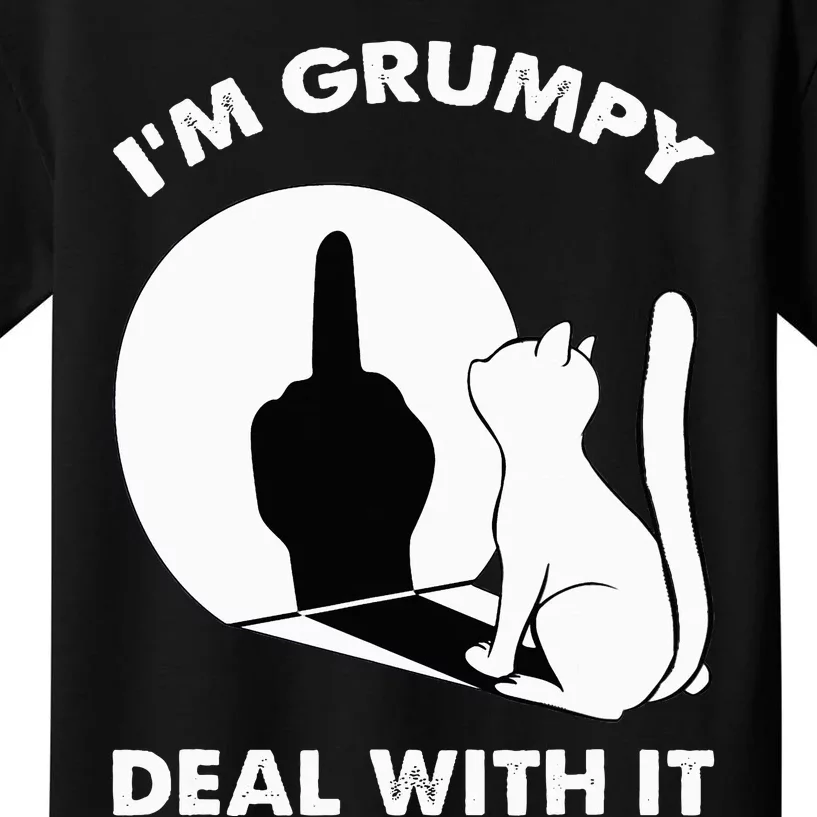 Funny Cat Shadow I'm Grumpy Deal With It Kids T-Shirt