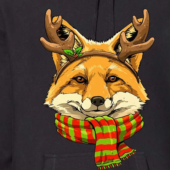 Fox Christmas Santa Clause Reindeer Xmas Holiday Fox Lover Premium Hoodie