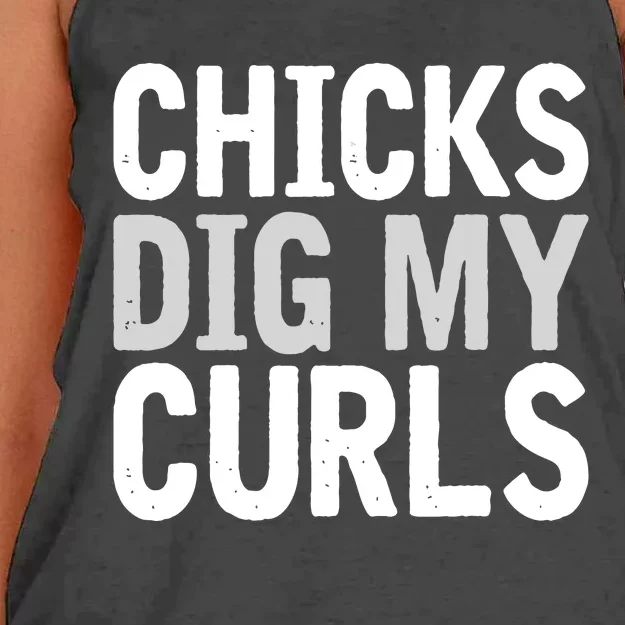 Funny Cute Saying Chicks Dig My Curls Curly Hair Women's Knotted Racerback Tank