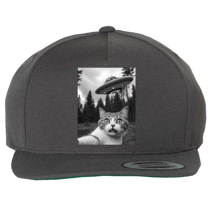 Funny Cat Selfie With A Ufo Wool Snapback Cap