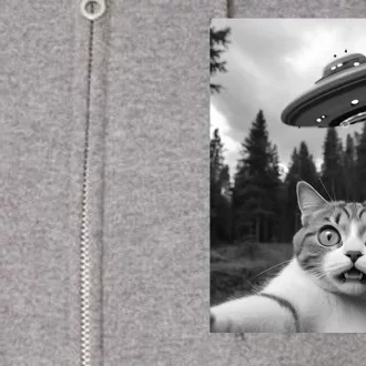 Funny Cat Selfie With A Ufo Full Zip Hoodie