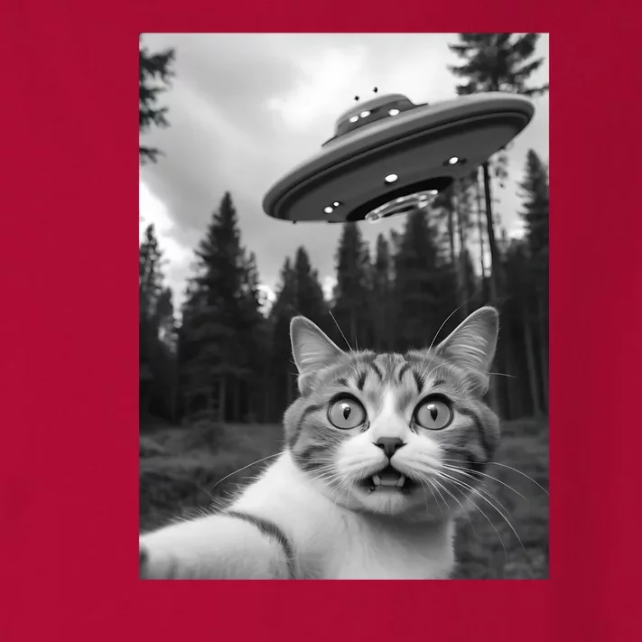 Funny Cat Selfie With A Ufo Toddler Long Sleeve Shirt