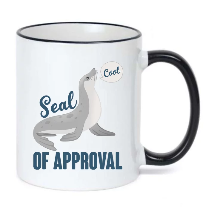 Funny Cute Seal Of Approval Black Color Changing Mug