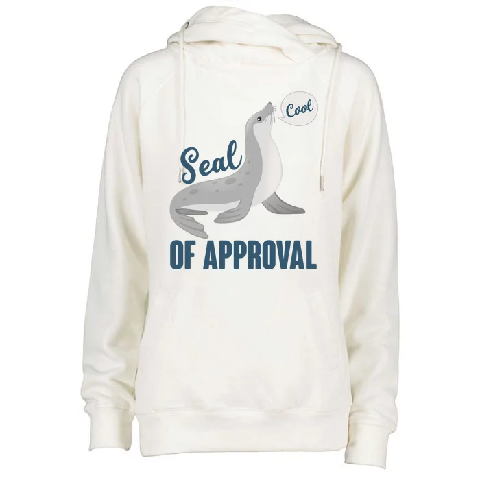 Funny Cute Seal Of Approval Womens Funnel Neck Pullover Hood