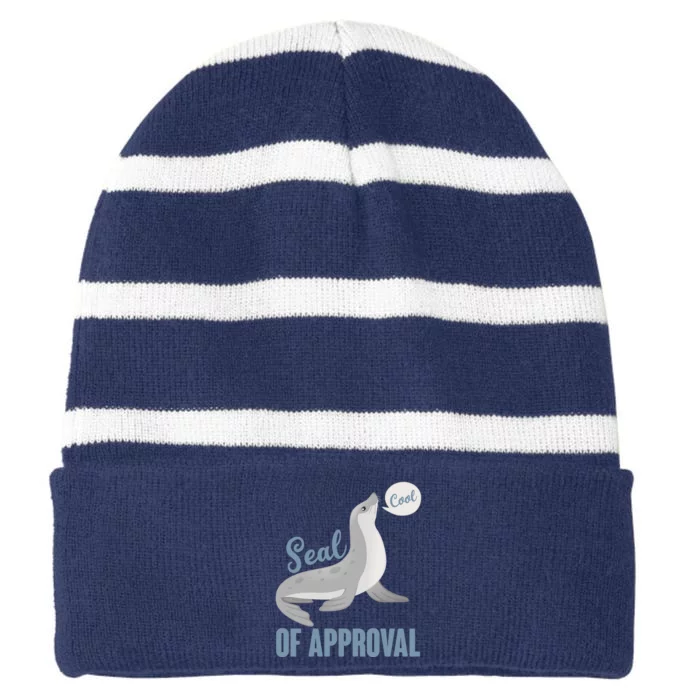 Funny Cute Seal Of Approval Striped Beanie with Solid Band