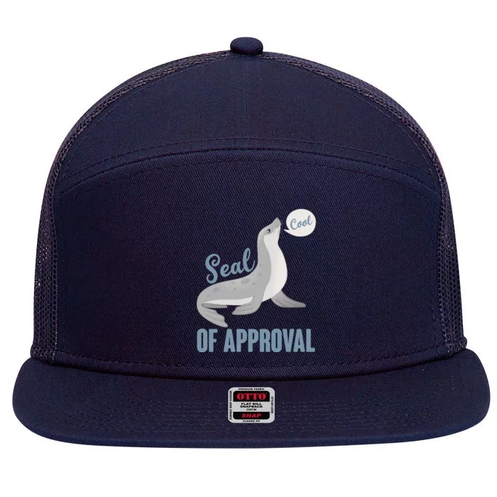 Funny Cute Seal Of Approval 7 Panel Mesh Trucker Snapback Hat